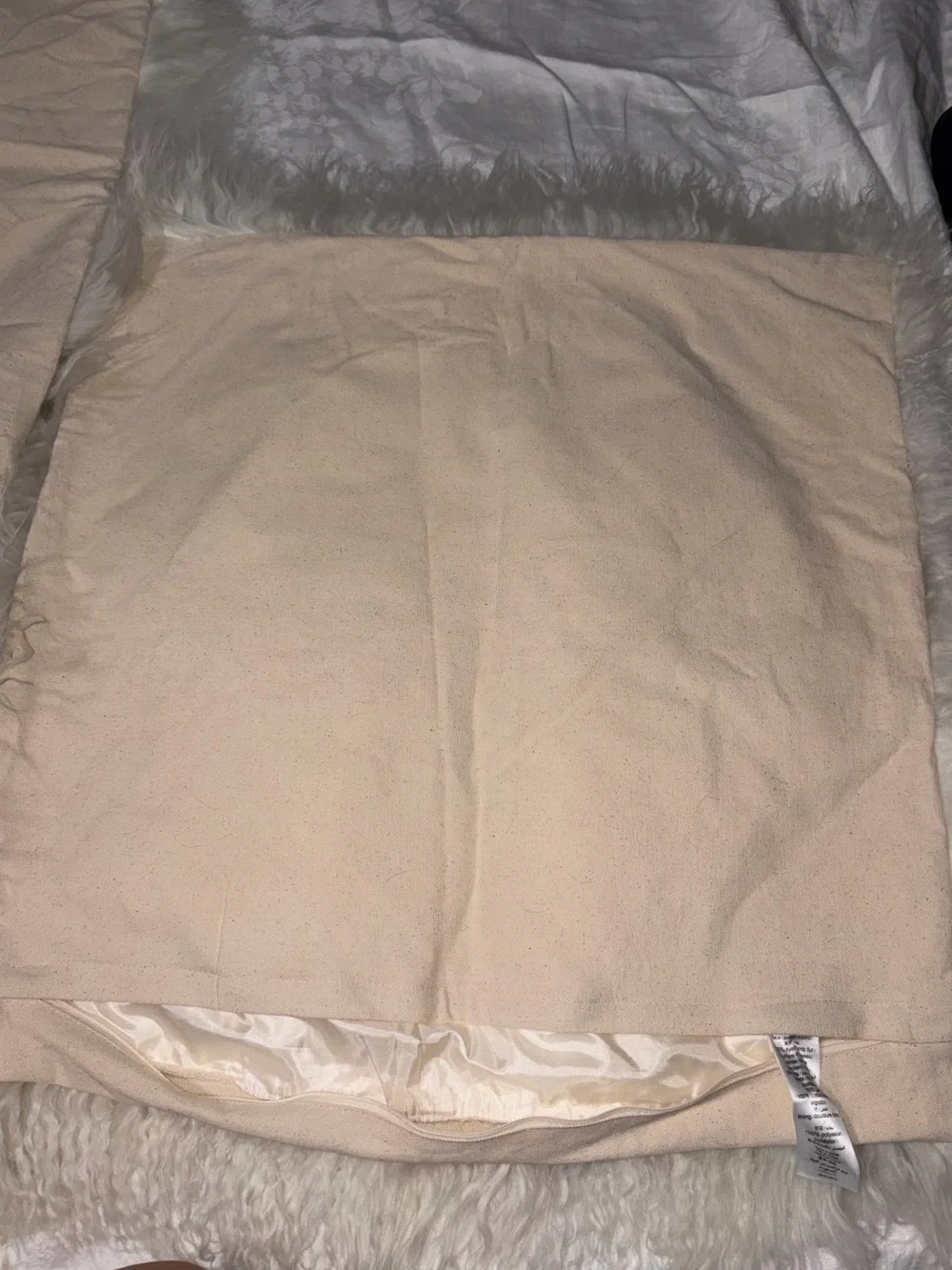 Set of 3 West elm pillow covers lamb fur 24x24” cream ivory luxuriously soft